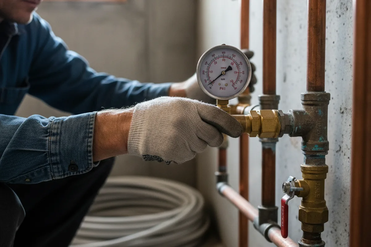 Pressure testing a repaired line during Water Line Repair in Suisun City